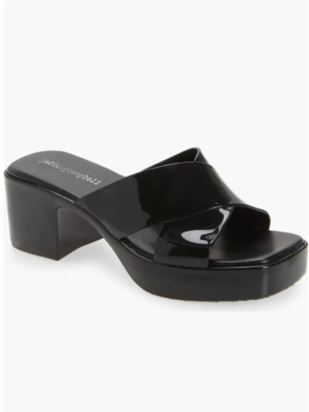 Jeffrey Campbell Shiny Black Slides Sandals Size 9 EU 40 Rubber Jelly Mule